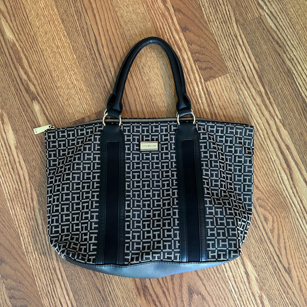 Black and Tan Structured Tote Bag